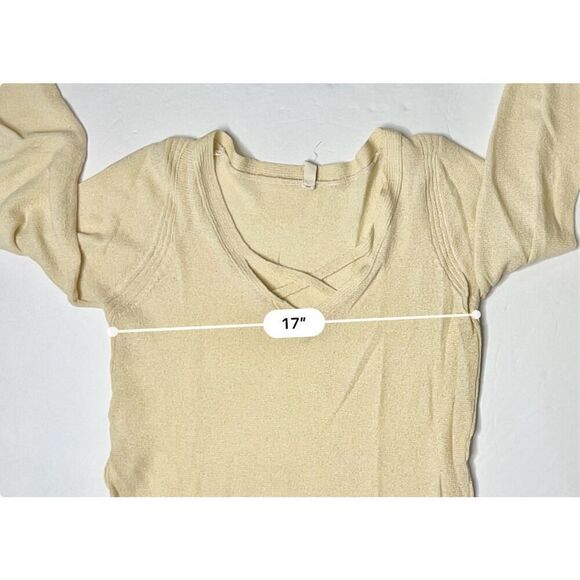 Wishlist Vneck‎ High Low Hem Split Sleeve & Hem Yellow Sweater sz Small - Picture 6 of 11